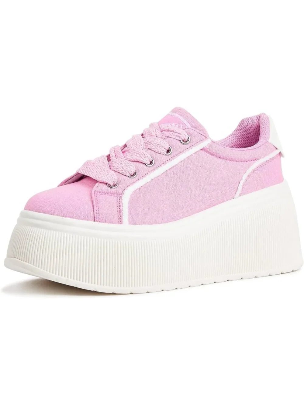🆕LUCKY STEP Women's Hot Pink Platform Wedge Canvas Sneakers Walking Shoes